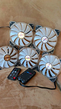 Bykski 120mm White Case Fans 5-Pack w/ Controller Remote, 3-Pin Multicolor picture