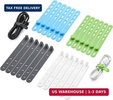 24 Pcs Silicone Cable Ties, Wire Cord Organizer, Cord Ties Reusable Cable Organi picture