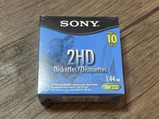 Sony 2HD 3.5in Floppy Disks 1.44MB 10 Pack IBM Formatted New Sealed Diskettes picture