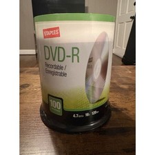 Staples Blank DVD-R 4.7GB 16X DVD-R Spindle 100 pack (12735) NEW SEALED media picture