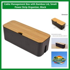 Elegant Bamboo-Lidded Cable Management Box - Small Size for Stylish Spaces picture