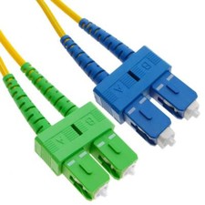 10 PACK LOT 1m SC(UPC)-SC(APC) Duplex 9/125 OS2 Singlemode Fiber Yellow OFNR 3FT picture