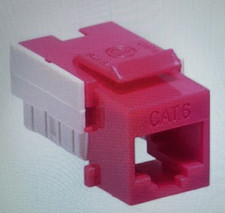 (2 PCS.) CAT6 RJ45 PUNCHDOWN KEYSTONE JACK, DUAL ROW, RED. ECORE 15-613-170RD. picture