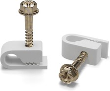 Single Cable Clips with Screws - 1/4 Inch Coaxial Cable Clamps Outdoor - Exte... picture