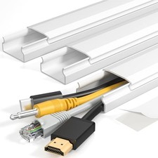 TV Cord Hider 42 Inch White Wall Cable Cover Raceway for 4 Cords Paintable Kit picture