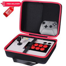 co2CREA Hard Case Compatible with 8Bitdo Arcade Stick M, Black case + red zip picture