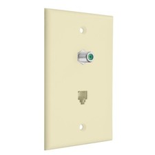 Construct Pro™ 3Ghz F-81 Connector & Phone Jack Wall Plate (Ivory) picture