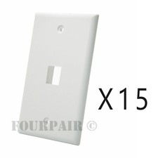 15 Pack Lot - Keystone 1 Hole Port Jack Wall Face Plate Network CAT5e CAT6 White picture