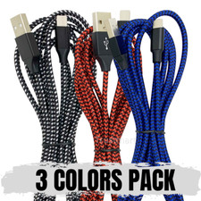 3 Pack 10Ft Braided Fast Charging Cable Cord For iPhone 14 13 12 Pro 11 8 7 iPad picture