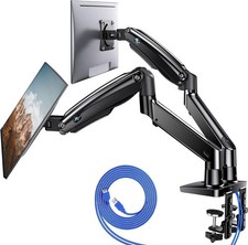 Dual Monitor Stand for 13in–40in, USB, VESA Mount with Clamp/Grommet, Adjustable picture