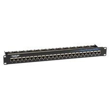 BLACK BOX JPM804A-R2 Cat5E Feed-Through Patch Panel 1U Shielded 24-Port Gsa Taa picture