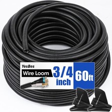 3/4 Inch Split Wire Loom Tubing 60ft Black Cable Conduit Protector Sleeve picture