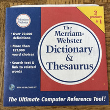 Merriam Webster Dictionary And Thesaurus PC CD Rom Software-RARE-SHIP N 24 HOURS picture
