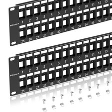 48 Port Blank Keystone Patch Panel 2 Pack - Cat6 2U Rack Mount Ethernet Panel picture