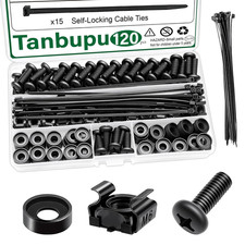 120Pcs M6 X 16Mm Rack Mount Cage Nuts, Screws, Washers and Self-Locking Cable Ti picture
