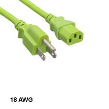 Kentek Green 1' Power Cord NEMA 5-15P/IEC-60320 C13 18AWG 10A 125V SVT Universal picture