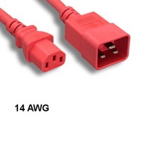 Red Color 6 feet 14AWG Power Cord IEC-60320 C13 to C20 15A/250V SJT PC Server picture