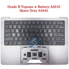 Grade B Space Gray US Keyboard Topcase Battery A2519 Macbook Pro 14