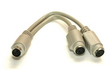 6in Mini DIN 6-Pin Male Dual Female Y-Splitter Cable PS2 Beige MiniDin6 picture