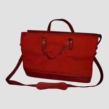 TUMI RED CANVAS LEATHER TRIM LAPATOP BAG CROSSBODY BAG CARRY ONN TRAVEL BAG picture