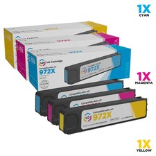 LD Compatible Replacement for HP 972X Cyan, Magenta & Yellow Ink Cartridges picture
