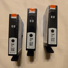 Lot X 3 New GENUINE HP 564XL BLACK Ink  Cartridge SEALED Tank OEM 564 XL  picture