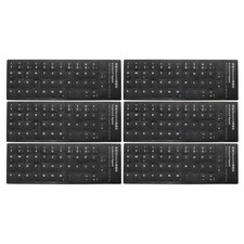 German Keyboard Stickers Cover Frosted, Black Background White Lettering 6pcs picture