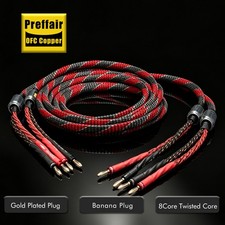 Pair HiFi Speaker Cable Copper Banana Plug Audio Wire Amplifier Loudspeaker Cord picture