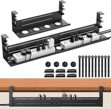 Cable Management Tray Iron Adjustable Length Mounting Clamp No-Drill Office Desk picture