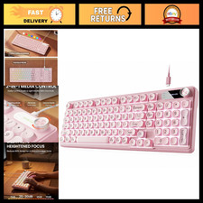 98-Key Wired RGB Backlit Keyboard with Number Pad & Media Knob - Pink picture