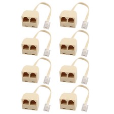 8Pcs RJ11 6P4C Male to 2 Ports Female Telephone Line Splitter Adapter Converter picture