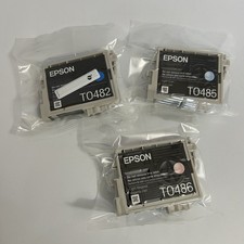 NEW Set Of 3 Sealed Genuine Epson Ink Cartridge TO482 TO485 TO486 OEM picture