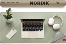 Nordik Dual Layer Desk Mat Willow Haze (Green) Vegan Leather Non-Slip Waterproof picture