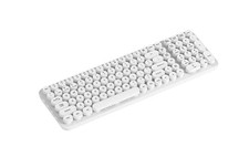 NORTH Full Size Wireless Keyboard Round Membrane Pop Keys White 105 Keys Dual Wi picture