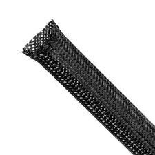 Black PET Expandable Braided Cable Sleeve 1 Inch x 25 Feet Cord Protector picture