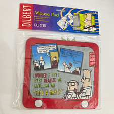 NEW Dilbert Etch A Sketch Pictorial Non-Slip Mouse Pad 1997 8x8.5 Vintage picture