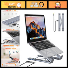 5-in-1 USB C Hub Docking Station, Adjustable Aluminum Laptop Stand, 4-Port USB A picture