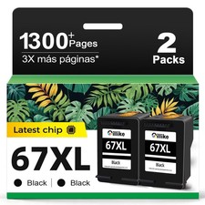 67XL Black Ink Cartridge Replacement for HP 67 Ink XL hp67 (Black,2-Pack) Use... picture