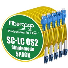 5M 16FT OS2 LC To SC SMF Single Mode Duplex 9/125m Fiber Patch Cable 5 PCS picture