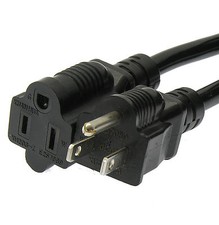 2 x1ft 16AWG short Power Extension Cord Cable 13A 125V Nema 5-15r 3 prong Black  picture