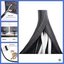 Cable Sleeve 6.6ft 1 Inch Cord Wrap Wire Protector Easy Installation Black picture