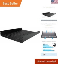 2U Server Rack Shelf - Universal Vented Rack Mount Cantilever Tray for 19