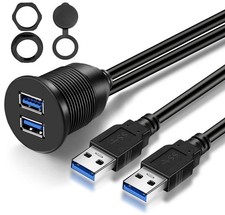 Double Ports USB 3.0 Car Flush Mount Cable USB Dash Mount Adapter picture