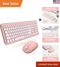 X9 Pink Wireless Keyboard and Mouse Set - Retro Glam Aesthetic for PC & Laptop picture