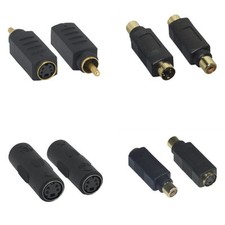 S-Video / RCA Male Female M/M M/F F/F Adapter Gender Gold Connector Mini DIN-4 picture