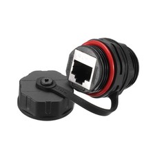 RJ45 Panel Mount Coupler IP68 Shielded Bulkhead Ethernet CAT5/CAT5E/CAT6 Red picture