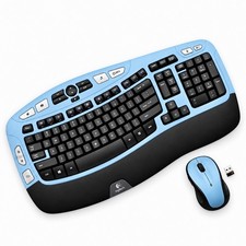 Logitech MK550 K350 French Blue Wireless Ergonomic Keyboard Combo M510 Receiver picture