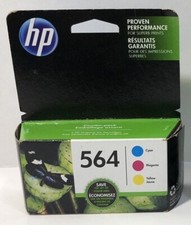 Set 3 GENUINE FACTORY SEALED HP 564 Clr INKJET CARTRIDGES 2025 - NO BLACK picture