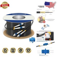 250ft LC-LC Armored Fiber Optic Cable OS2 Weatherproof Duplex picture