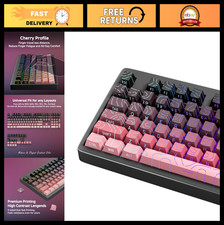 Aesthetic Topographic PBT Keycaps - RGB Backlit Black-Pink Gradient, Non-Slip, E picture